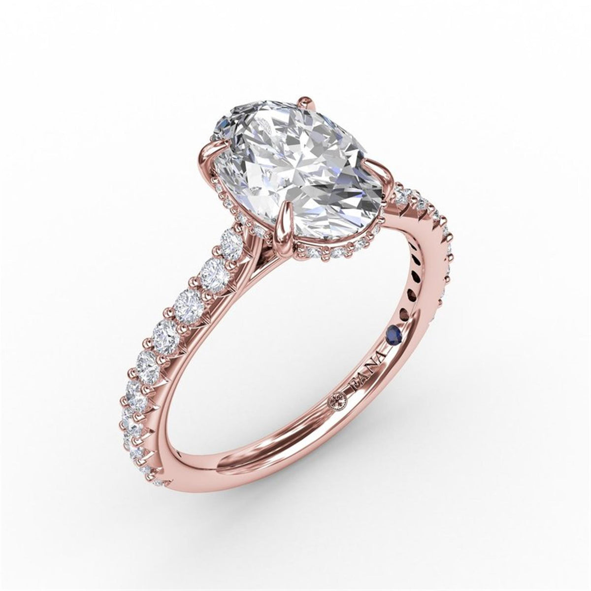 14Kt Rose Gold Classic Prong Engagement Ring Mounting With 0.48cttw Natural Diamonds