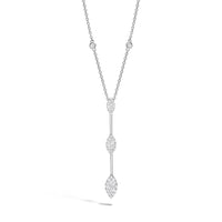 Lasker Couture 18Kt White Gold Fiori Marquise Bar Necklace With 1.00cttw Natural Diamonds