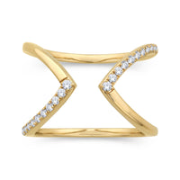 14Kt Yellow Gold Geometric Fashion Ring With 0.22cttw Natural Diamonds