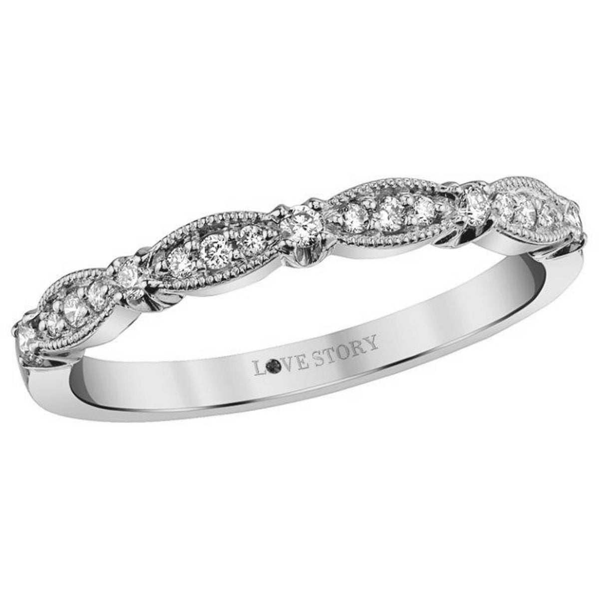 14Kt White Gold Stackable Wedding Ring With 0.16cttw Natural Diamonds