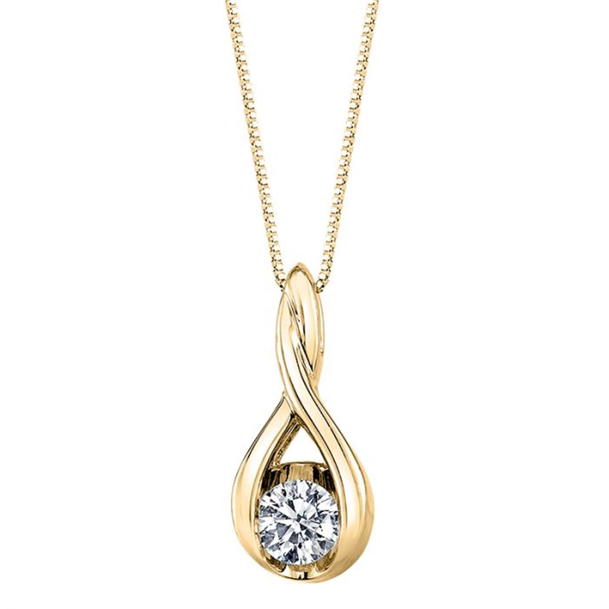 Weave Solitaire Pendant In 10Kt Yellow Gold  With .10cttw Natural Diamond