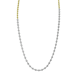 White gold chain necklace with elongated polished links and minimalist styling.