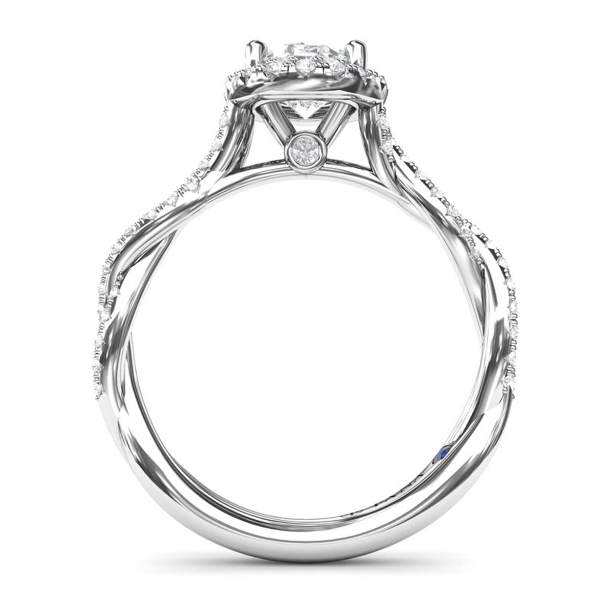 14Kt White Gold Free-Form Engagement Ring Mounting With 0.41cttw Natural Diamonds