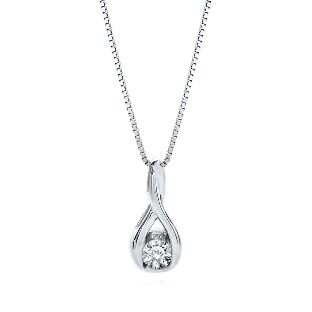 Weave Solitaire Pendant In 10Kt White Gold   With .15cttw Natural Diamond