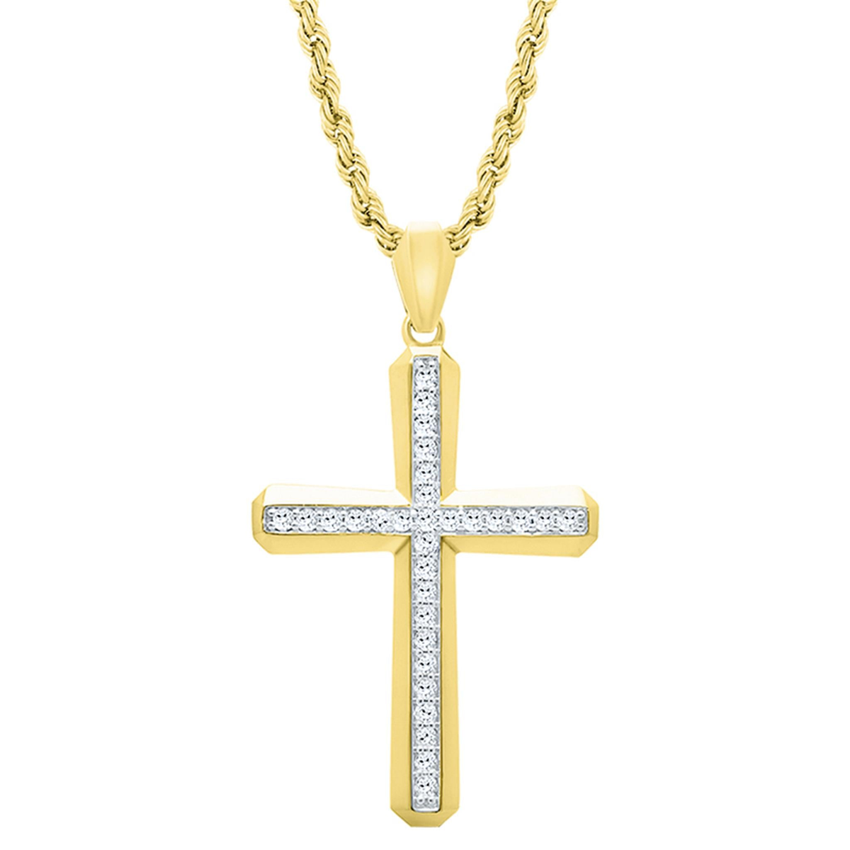 10Kt Yellow Gold Cross Pendant 0.50cttw Natural Diamonds