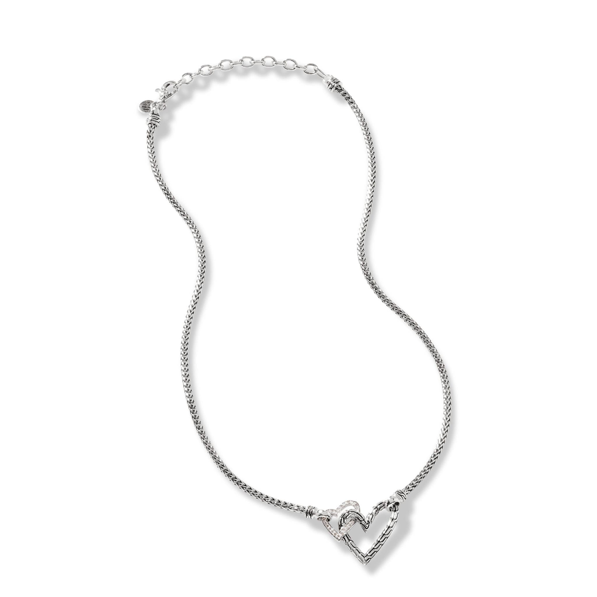 John Hardy Silver Manah Diamond Heart Necklace