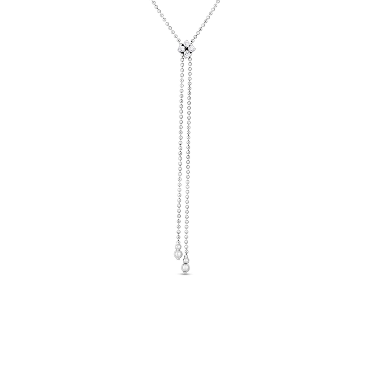 Roberto Coin 18Kt White Gold 23" Love in Verona Diamond Flower Lariat Necklace