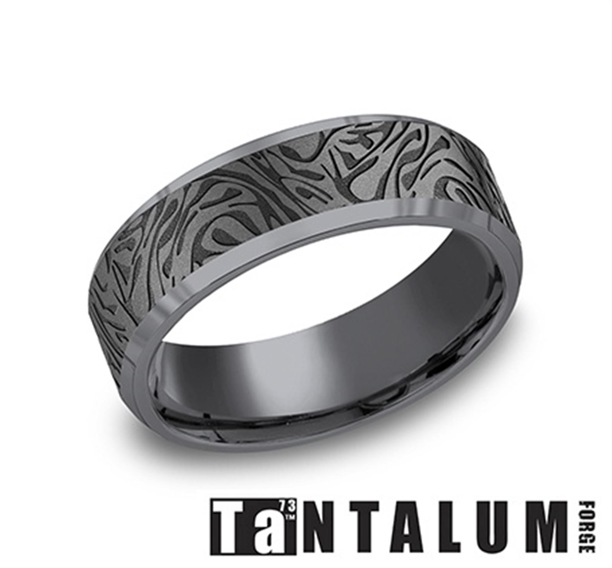 Tantalum Gray Engraved Wedding Band