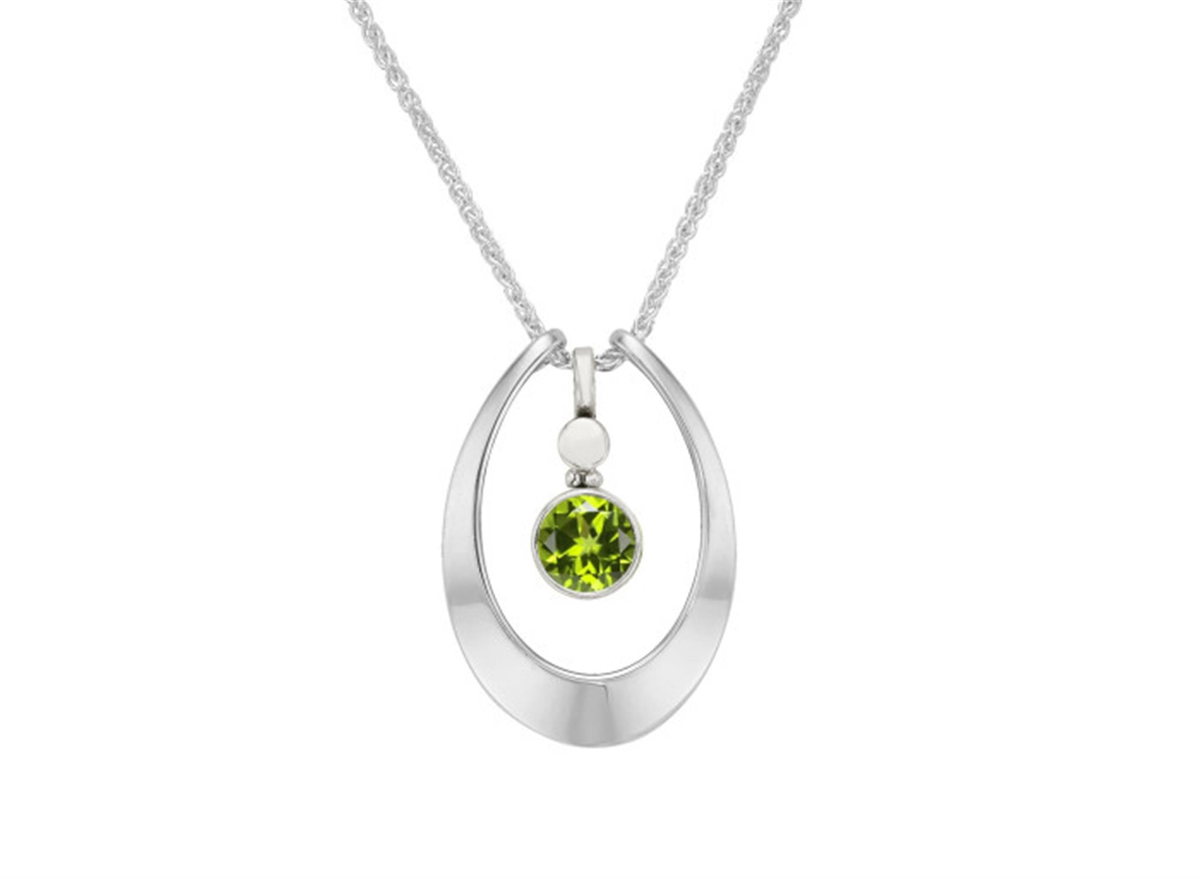 E.L.Designs Caprice Pendant in Sterling Silver with a 6mm Faceted Peridot