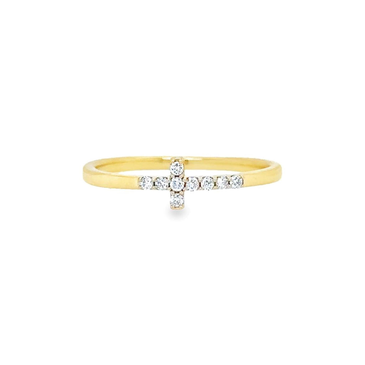 10Kt Yellow Gold Cross Ring With 0.20cttw Natural Diamonds