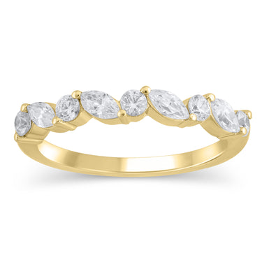 14Kt Yellow Gold Band With Alternating Round & Marquise Diamonds Totaling .75cttw