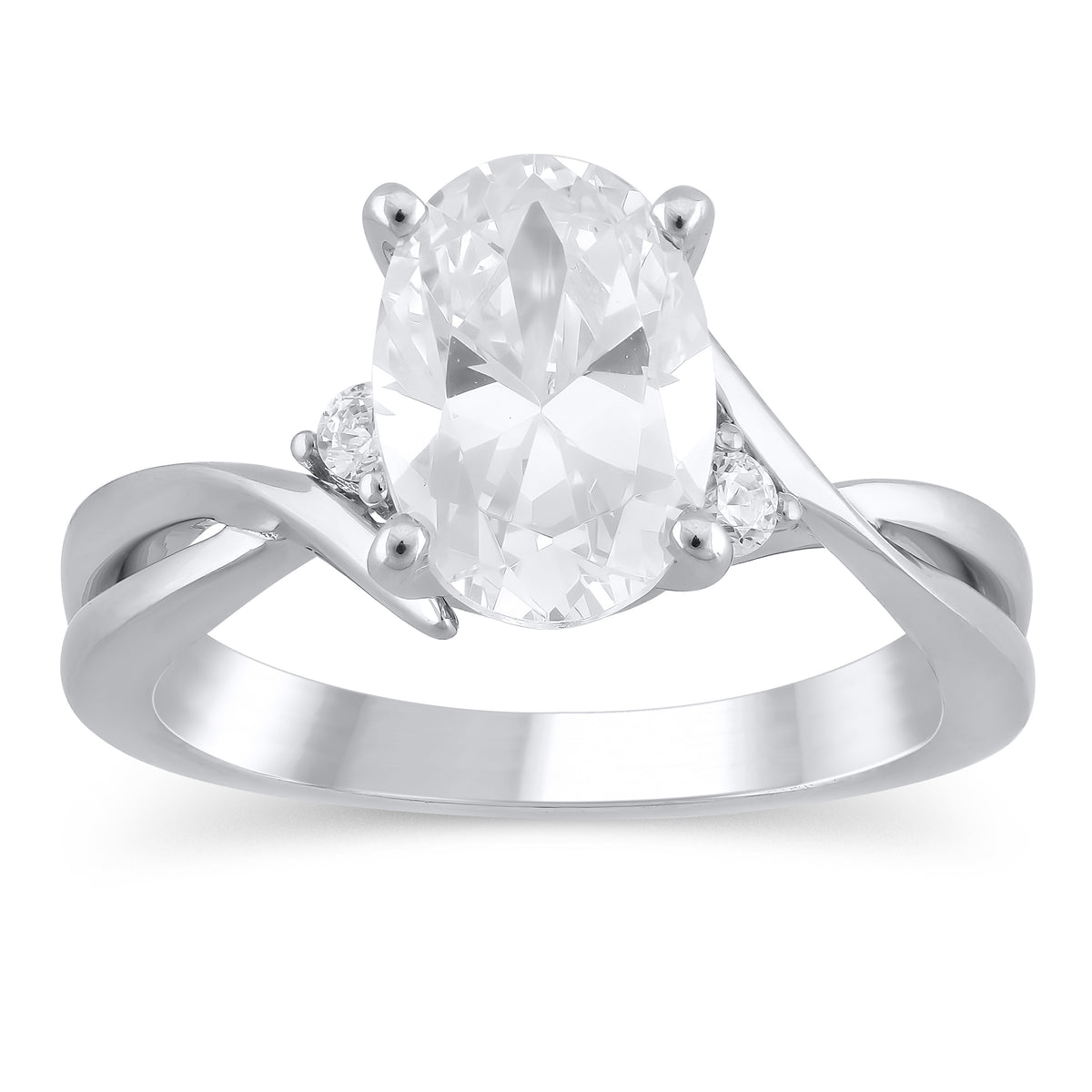14Kt White Gold Bypass Ring Mounting With 2 Round Natural Diamonds Totaling .10cttw