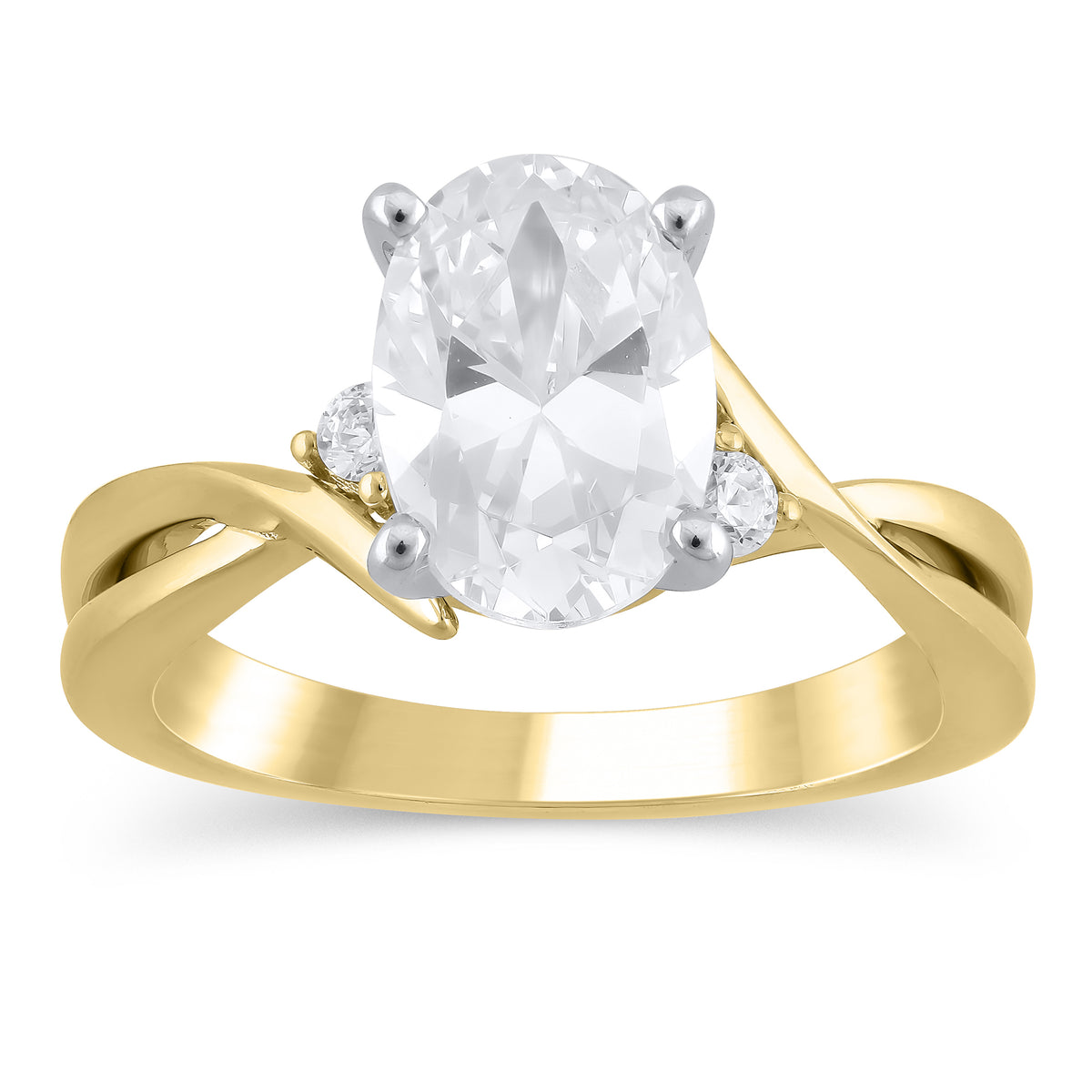 14Kt Yellow Gold Bypass Ring Mounting With 2 Round Natural Diamonds Totaling .10cttw