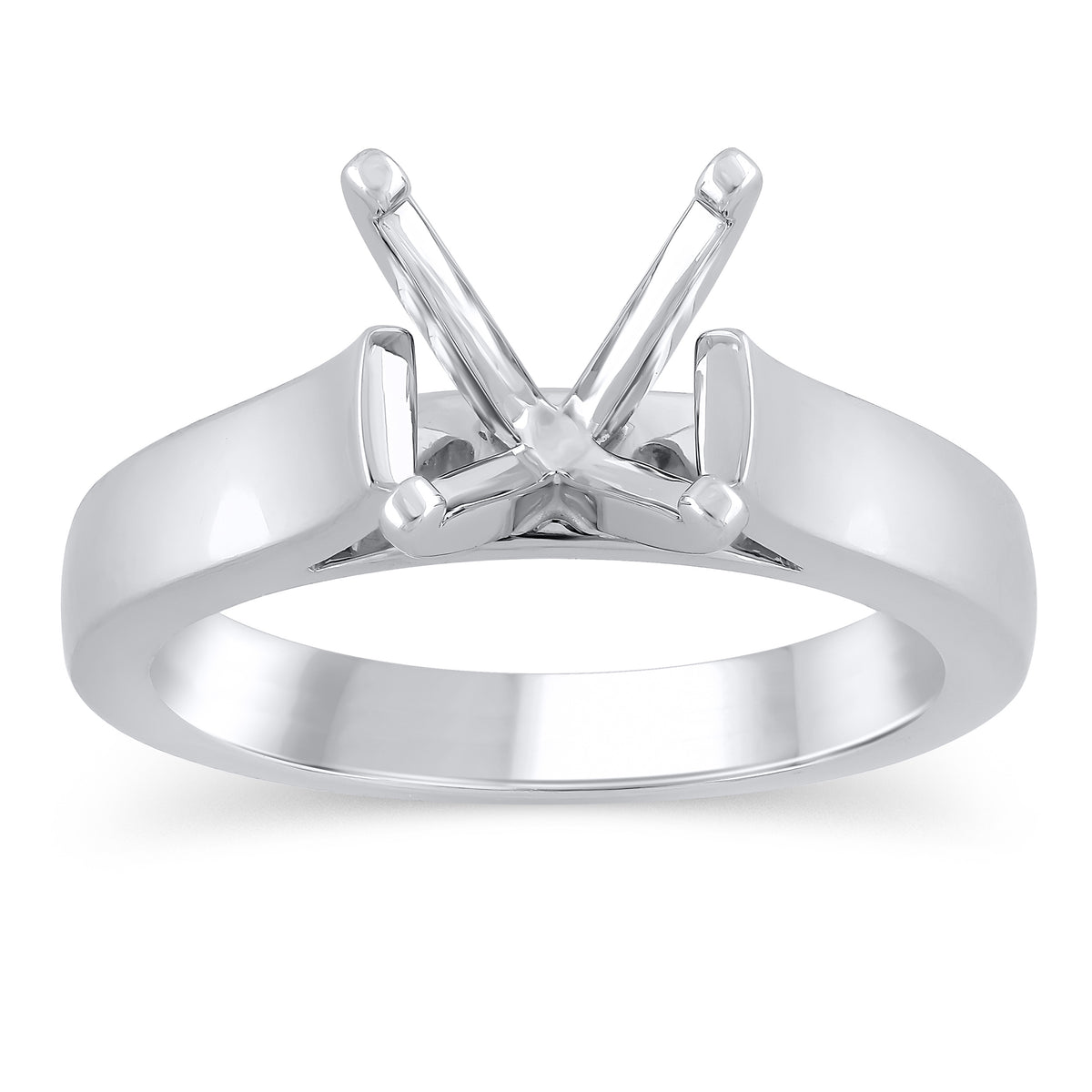 14Kt White Gold Solid 3.5mm Cathedral Ring Mounting