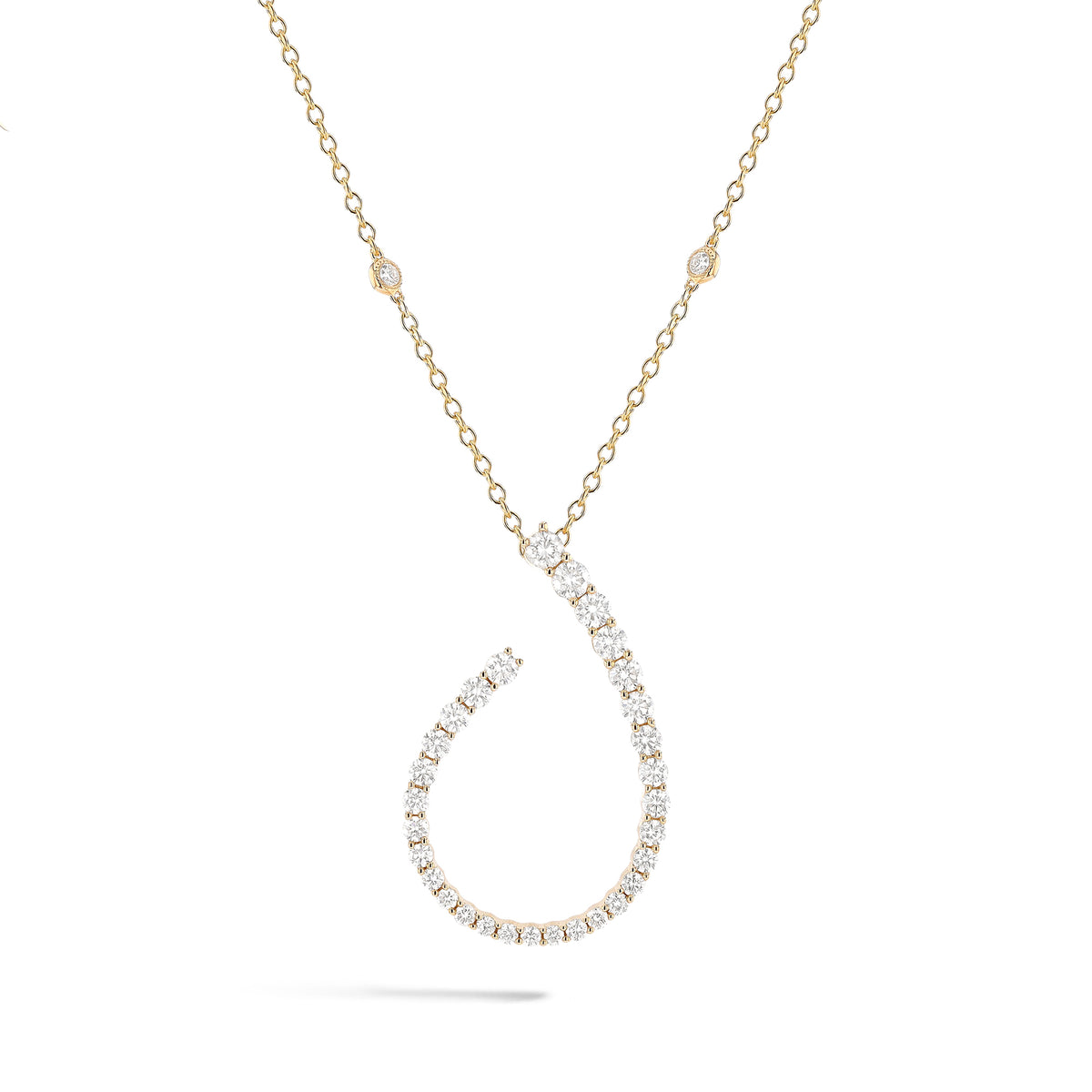 Lasker Couture 18Kt Yellow Gold Duchess Graduating Diamond Curve Pendant with 1.60cttw Natural Diamonds