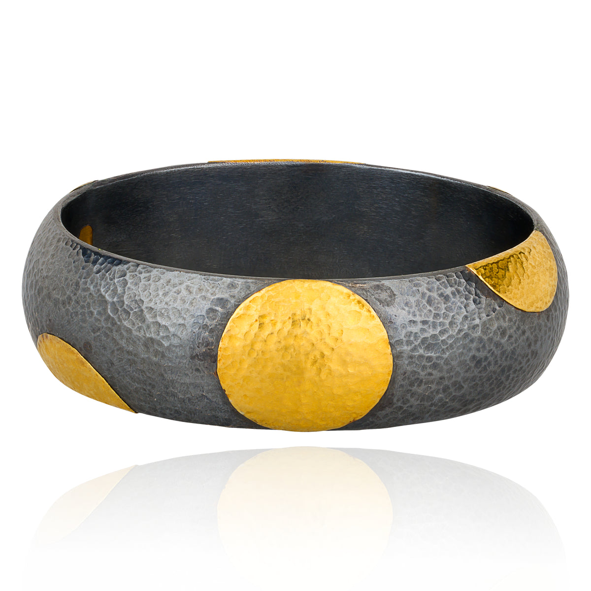Lika Behar 24Kt Gold & Oxidized Silver Ancora Gold Dots Fused Bangle Bracelet