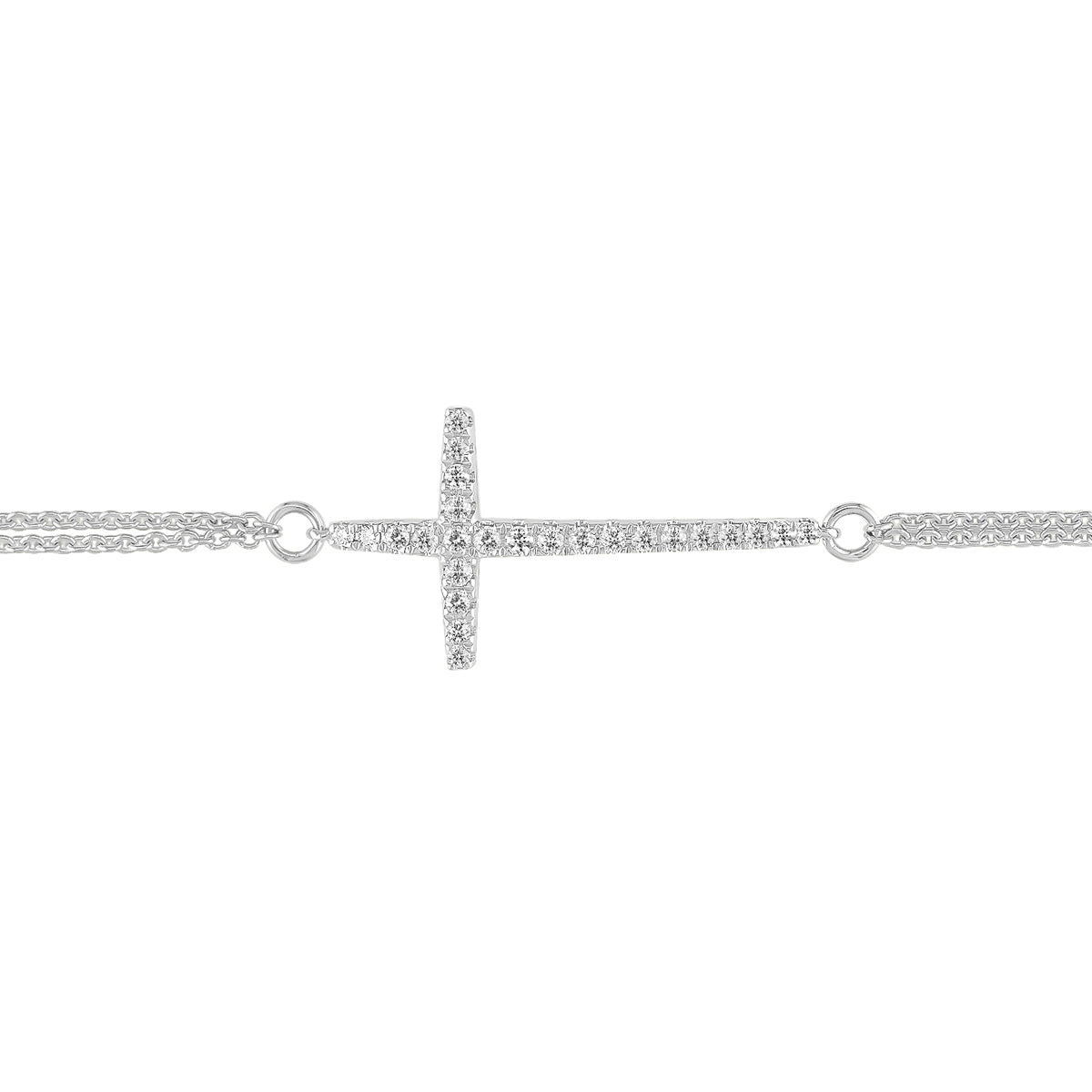 14Kt White Gold Cross Bracelet With .20cttw Natural Diamonds