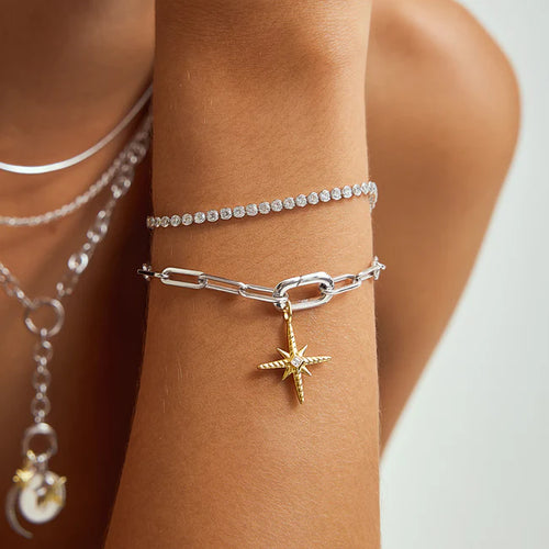 Ania Haie Sterling Silver Row Bezel Set Bracelet