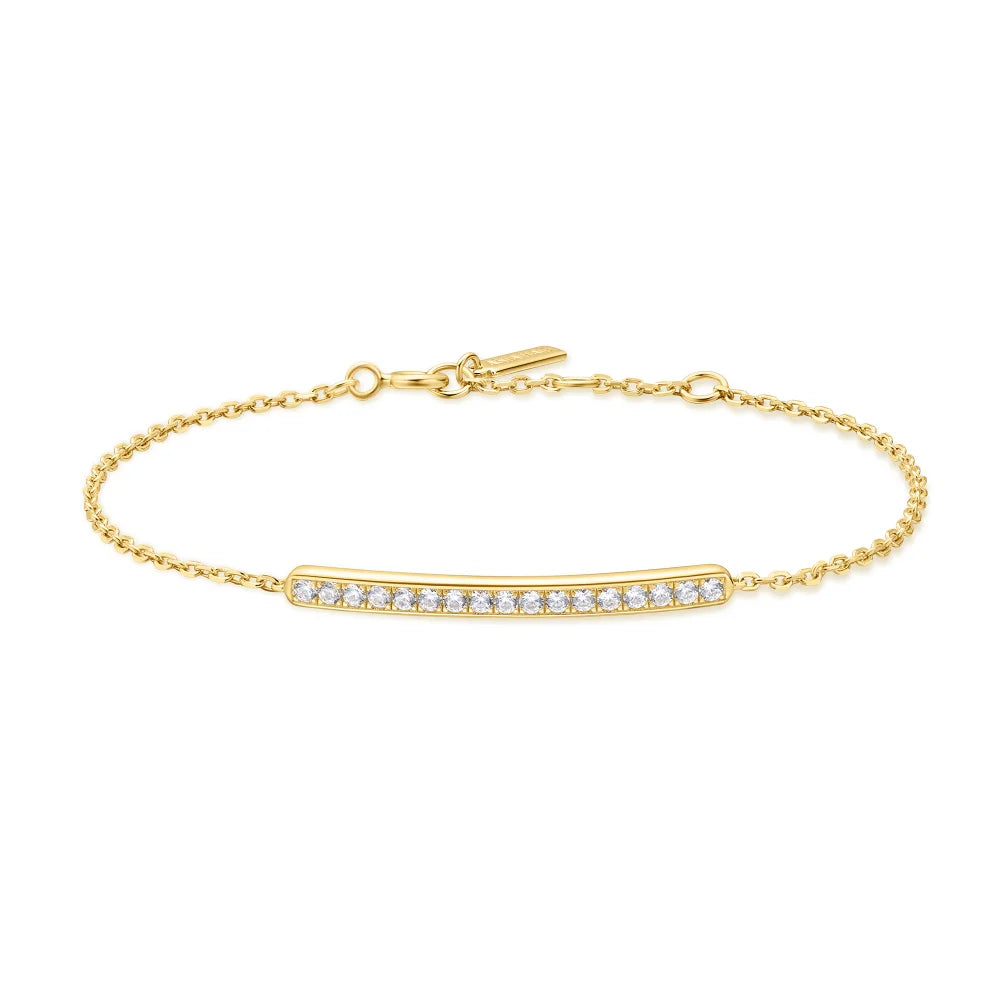 Ania Haie 14Kt Gold Overlay Pave' Bar Bracelet with Extender