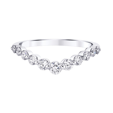 14Kt White Gold Vanessa Curved Band with Natural Diamonds