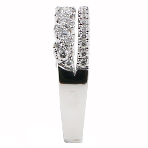 14Kt White Gold 2 Row Stackable Band with Natural Diamonds
