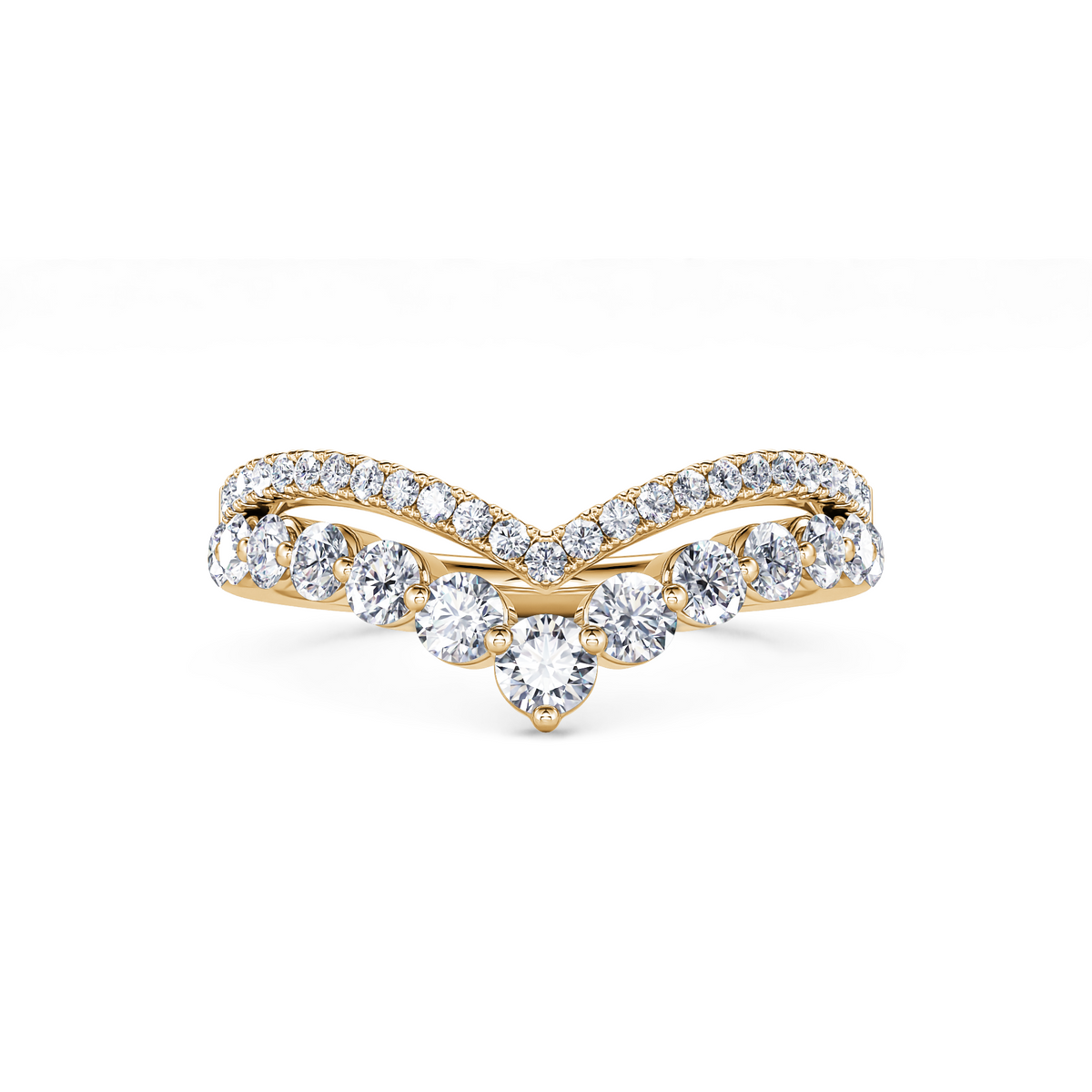 14Kt Yellow Gold Double Row 0.49cttw Natural Diamond Tiara Anniversary Band