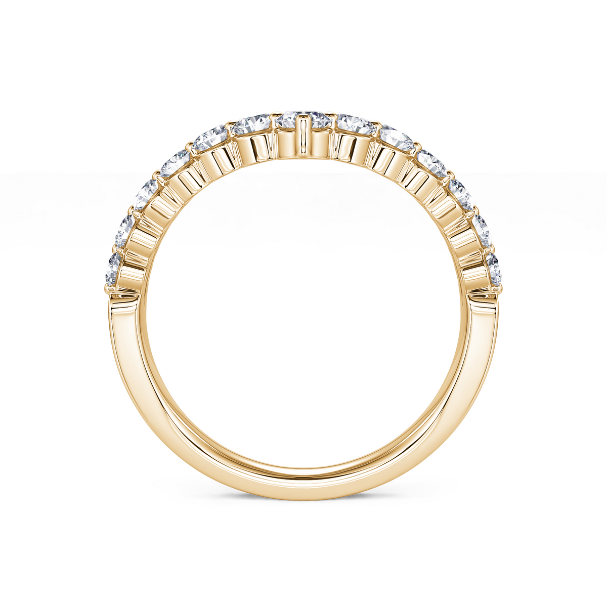 14Kt Yellow Gold Double Row 0.49cttw Natural Diamond Tiara Anniversary Band