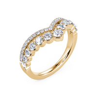 14Kt Yellow Gold Double Row 0.49cttw Natural Diamond Tiara Anniversary Band