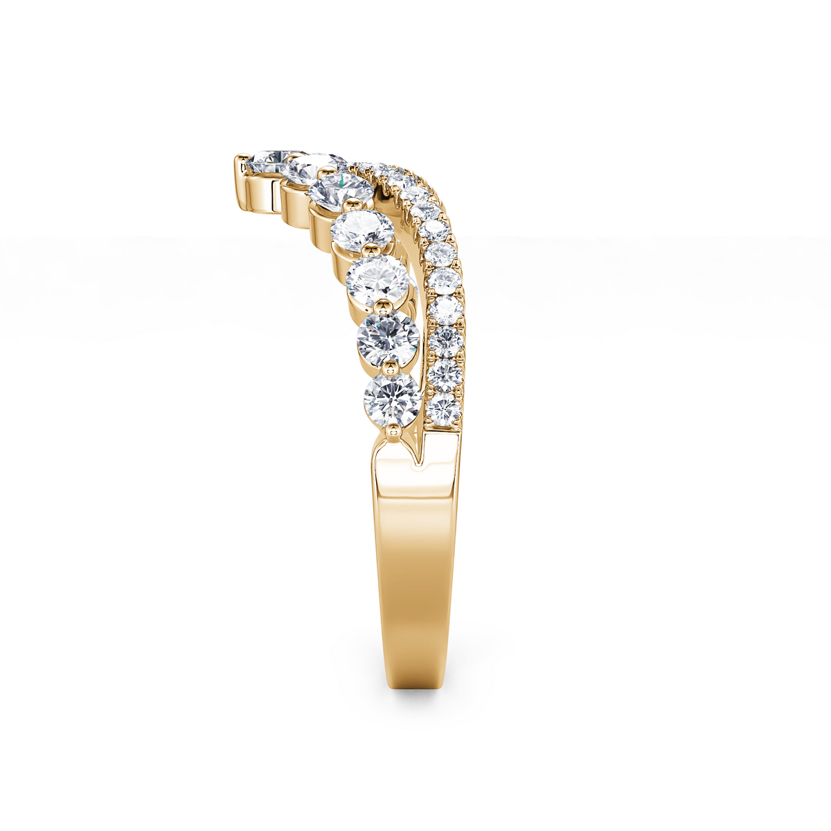 14Kt Yellow Gold Double Row 0.49cttw Natural Diamond Tiara Anniversary Band