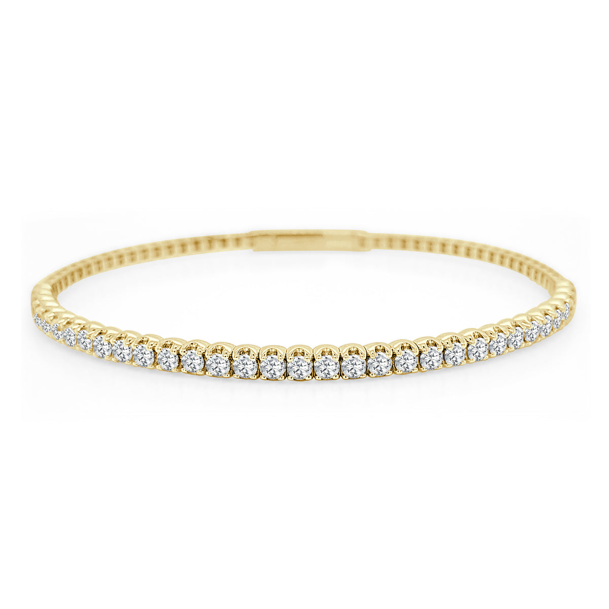 Fire & Ice 18Kt Yellow Gold Eternity Flex Bangle Bracelet With 1.50cttw Natural Diamonds