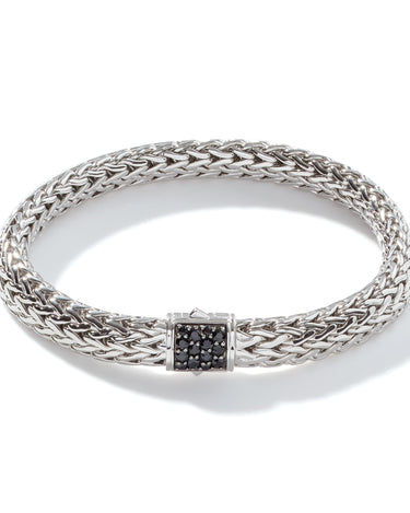 John Hardy Sterling Silver Medium Icon Lava Treated Black Sapphire Bracelet - Size M