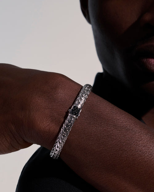 John Hardy Sterling Silver Medium Icon Lava Treated Black Sapphire Bracelet