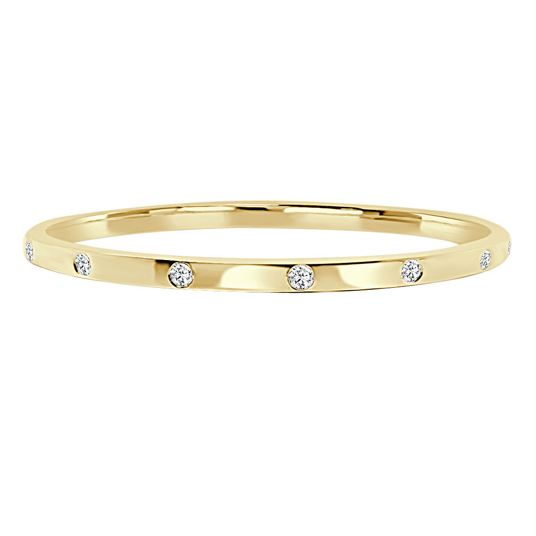 14Kt Yellow Gold Bangle Bracelet with Natural Diamonds