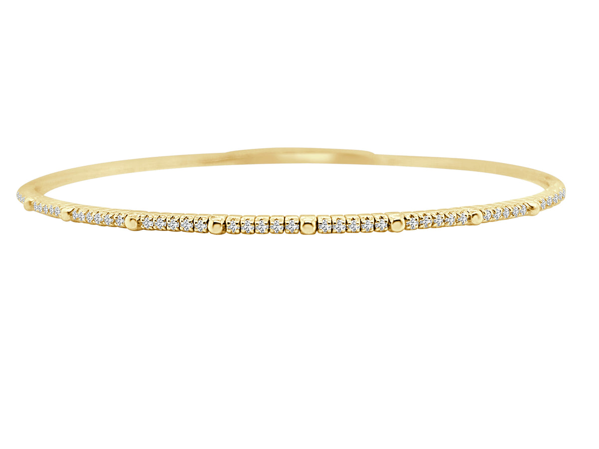 14Kt Yellow Gold Natural Diamond Flex Bangle