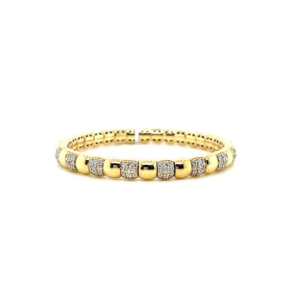 14Kt Yellow Gold Flex Bracelet With 2cttw Natural Diamonds