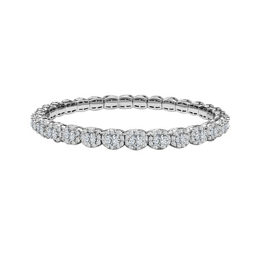14Kt White Gold 7.27cttw Oval Natural Diamond Expandable Halo Eternity Bracelet