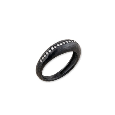 Lika Behar Oxidized Sterling Silver "Boogie Line" 0.19cttw Diamond Ring