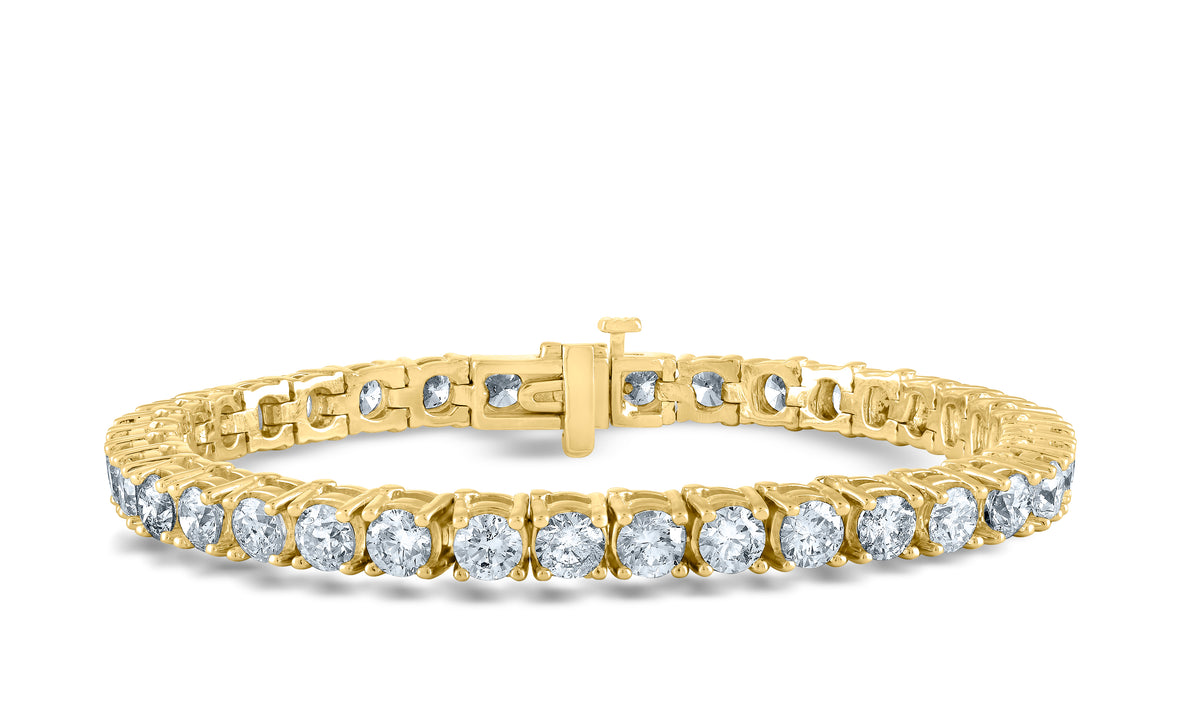 14Kt Yellow Gold Prong-Set 5cttw Round Natural Diamond Tennis Bracelet
