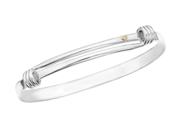 E.L. Designs 75th Anniversary Edition Signature Bracelet In Sterling Silver With 18Kt Gold & Diamond Accented Heart