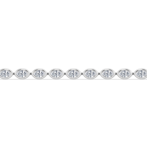 14Kt White Gold 7" Tennis Bracelet with 2.50Cttw Natural Bezel Set Marquise Diamonds