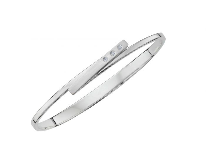 E.L. Designs Sterling Silver Anticipation Bracelet With 3 Diamond Accent - Size Medium