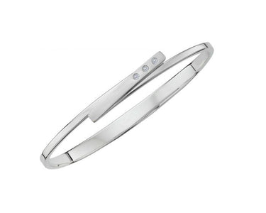 E.L. Designs Sterling Silver Anticipation Bracelet With 3 Diamond Accent - Size Medium