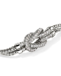 John Hardy Sterling Silver Love Knot Diamond Pave Double Row Bracelet