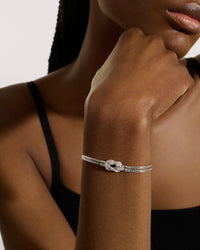 John Hardy Sterling Silver Love Knot Diamond Pave Double Row Bracelet