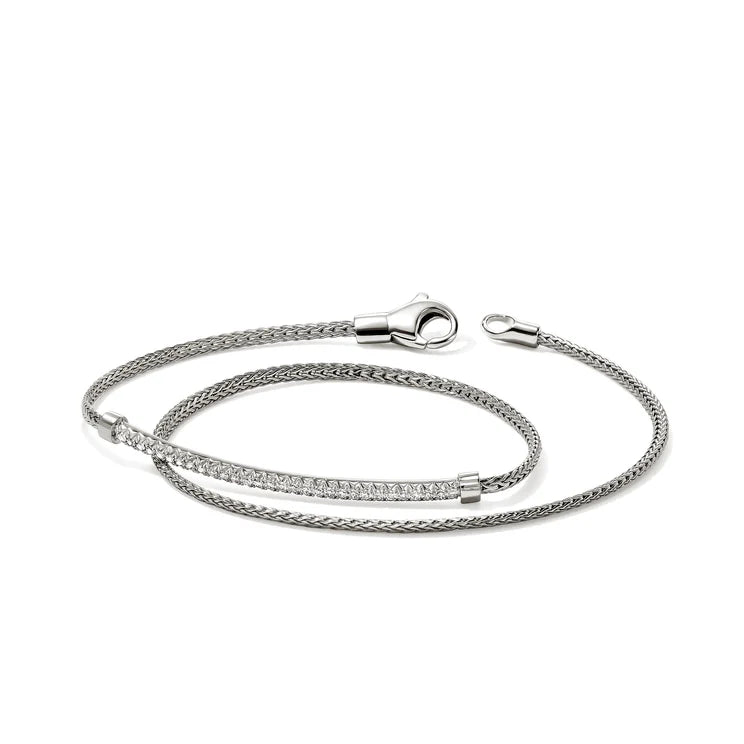 John Hardy JH Essentials Sterling Silver 0.24cttw Diamond Pave 1.8mm Bracelet