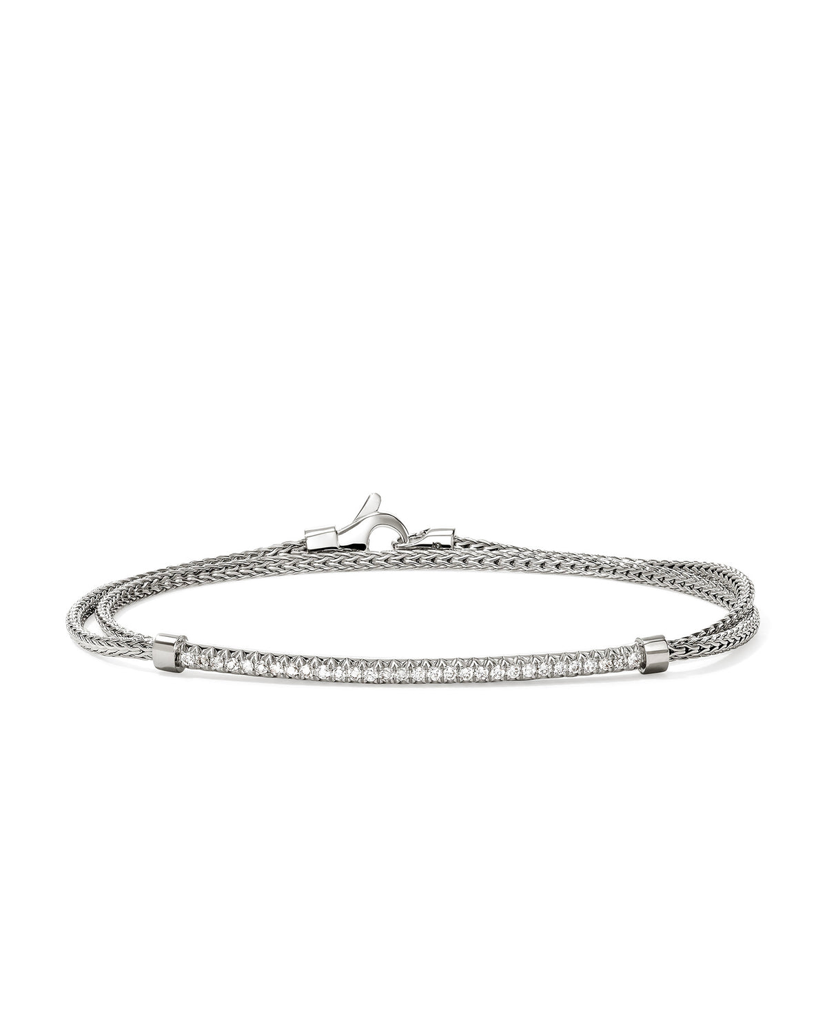 John Hardy JH Essentials Sterling Silver 0.24cttw Diamond Pave 1.8mm Bracelet