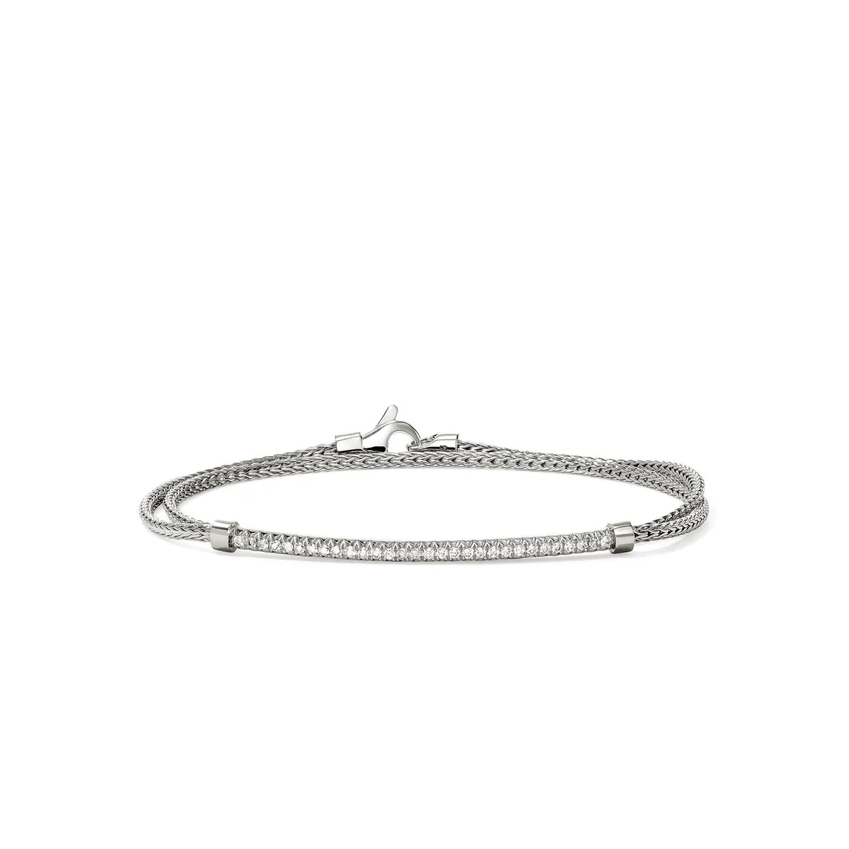 John Hardy JH Essentials Sterling Silver 0.24cttw Diamond Pave 1.8mm Bracelet