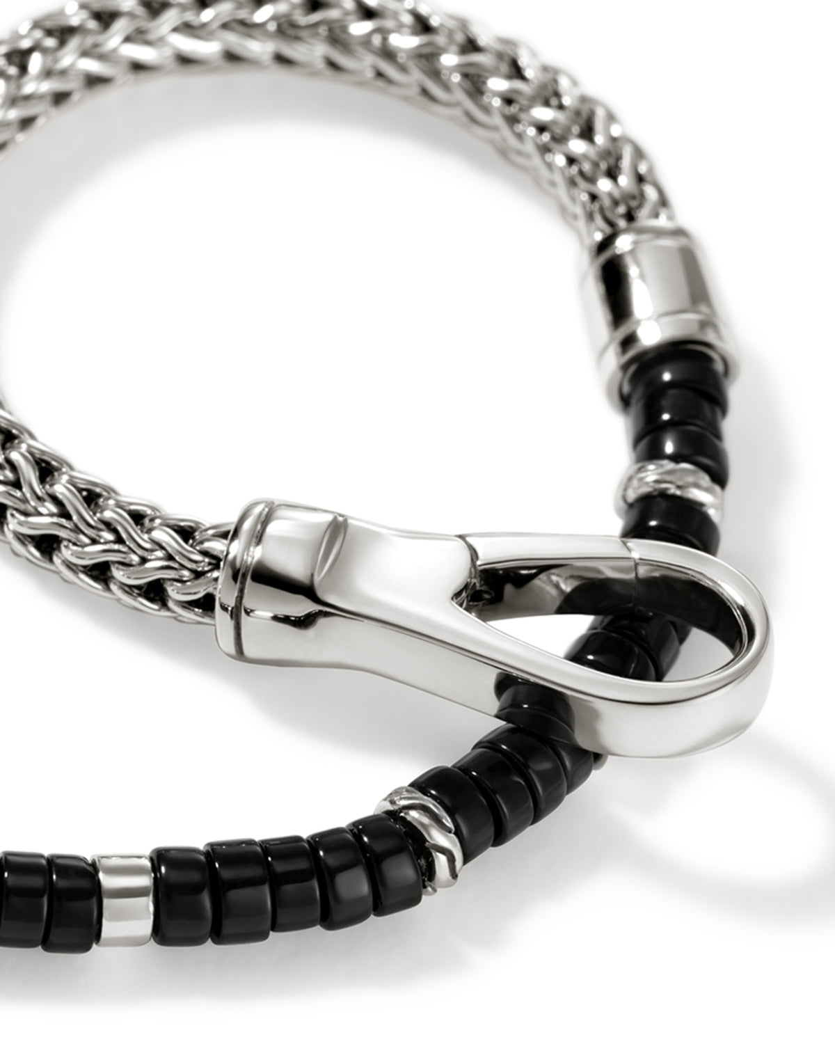 John Hardy Sterling Silver Heishi 4.5mm Chain & Treated Black Onyx Bracelet