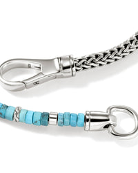 John Hardy Sterling Silver Heishi 4.5mm Chain & Treated Turquoise Bracelet