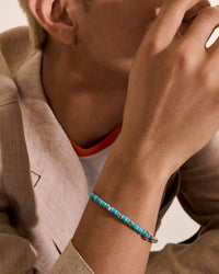 John Hardy Sterling Silver Heishi 4.5mm Chain & Treated Turquoise Bracelet